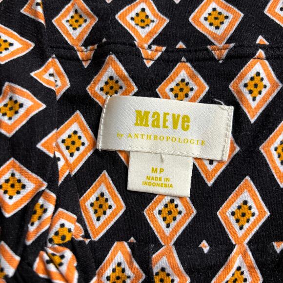 Maeve Anthropologie Black Orange Diamond Print Silky Maxi Skirt PM $130 Retail - Picture 8 of 8